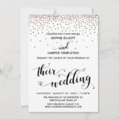 Their Wedding Hearts Script Rose Gold Confetti 招待状 (正面)