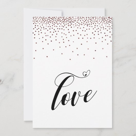 Their Wedding Hearts Script Rose Gold Confetti 招待状 (裏面)