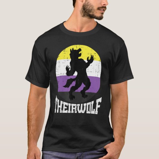 Theirwolf非バイナリプライド非バイナリエンビーNbフラグ Tシャツ (正面)
