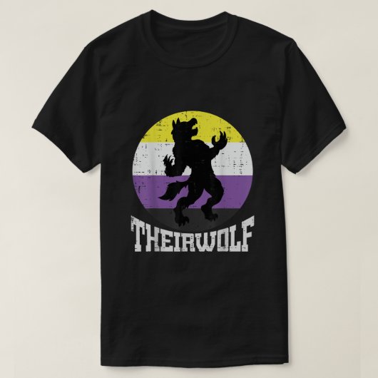 Theirwolf非バイナリプライド非バイナリエンビーNBフラグ Tシャツ (デザイン正面)