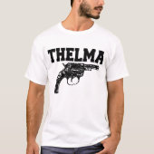 Thelmaおよびルイーズはユニセックスな灰色三の像を撃ちます Tシャツ (正面)