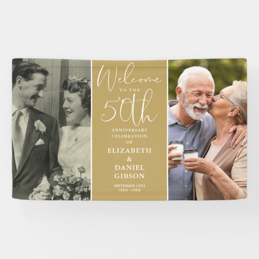 Then And Now 2 フォト 50周年 ウェルカム 横断幕 (横)