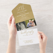 『Then And Now 2』50周年結婚記念 ゴールド オールインワン招待状 (貼ってはがせる)