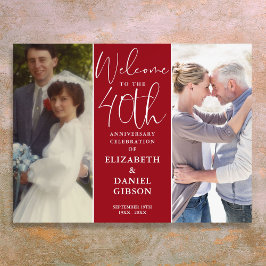 Then And Now 2 Photo 40th Anniversary Welcome Sign ポスター