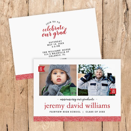 Then and Now Photo Graduation招待状 招待状