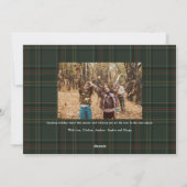 Then and now photos green plaid Merry Christmas シーズンカード (裏面)