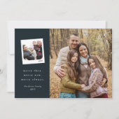 Then and now photos navy plaid Merry Christmas シーズンカード (正面)