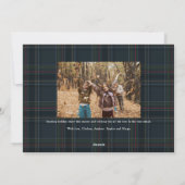 Then and now photos navy plaid Merry Christmas シーズンカード (裏面)