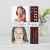 Then & Now宝石で飾られたフォトの卒業発表 招待状 (スタンド正面)