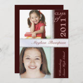 Then & Now宝石で飾られたフォトの卒業発表 招待状 (正面/裏面)