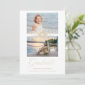 Then & Now金ゴールドレースの華やかな卒業写真 招待状 (スタンド正面)