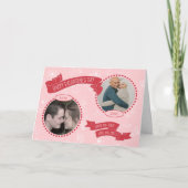 Then & Now バレンタインカップル落書き写真/日付 カード (正面)