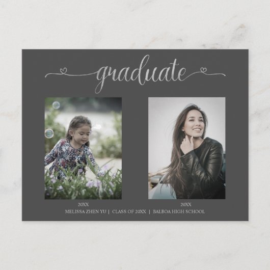 Then & Now 2枚の写真が大学院で発表 ポストカード (正面)