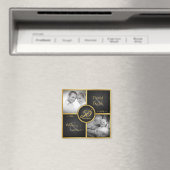 Then & Now 2016ブラックエレガントと金ゴールド50th結婚 マグネット (インサイチュ (食洗機))