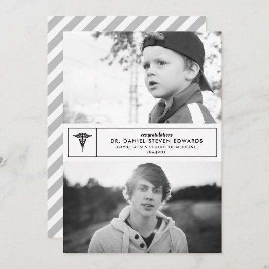 Then & Now 2 Photo Graduation招待状 案内状 (正面/裏面)