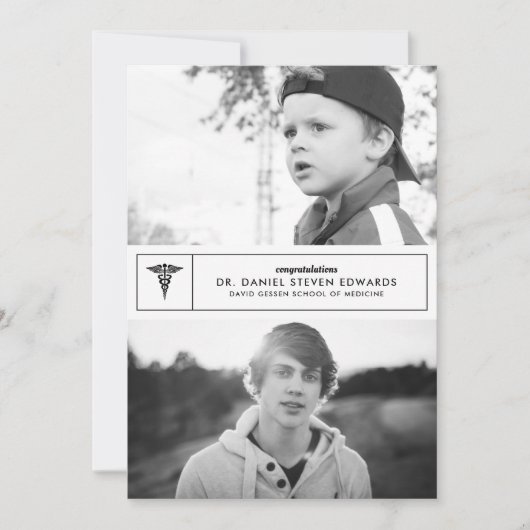 Then & Now 2 Photo Graduation Announcement 案内状 (正面)