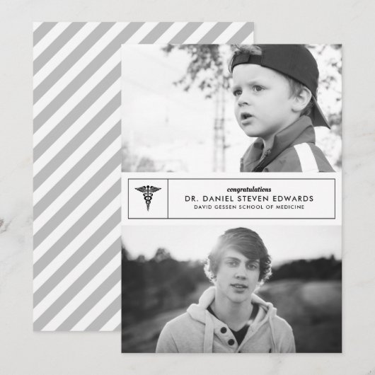 Then & Now 2 Photo Graduation Announcement 案内状 (正面/裏面)