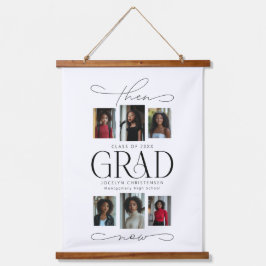 Then & Now Grad Photo Collage卒業記念品 吊り下げ型タペストリー