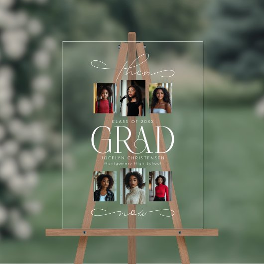 Then & Now Photo Collage Grad卒業生へようこそ アクリルサイン