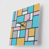 Theo Van Doesburg – コンポジション17 -モンドリアンアート スクエア壁時計 (傾斜)