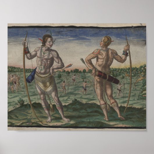 Theodor de Bry, 1528-1598,アメリカ先住民体 ポスター (正面)