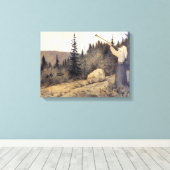 Theodor Kittelsen - Op Under Fjeldet Toner En Lur キャンバスプリント (インサイチュ (ウッドフロア))