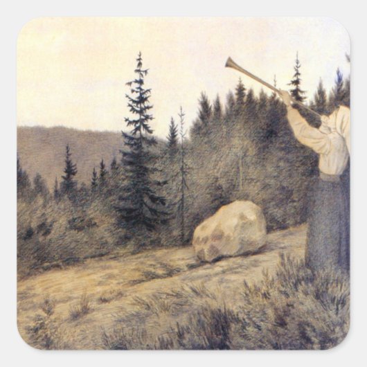 Theodor Kittelsen - Op Under Fjeldet Toner En Lur スクエアシール (正面)