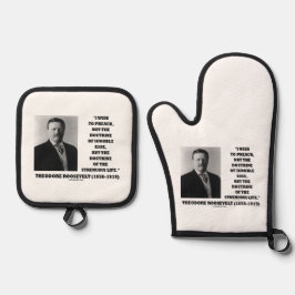Theodore Roosevelt Doctrine Strenuous Life Quote 鍋つかみ&鍋敷きセット