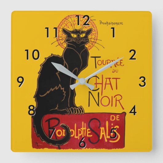 Theophile Steinlen - Le Chat Noir Vintage スクエア壁時計 (正面)