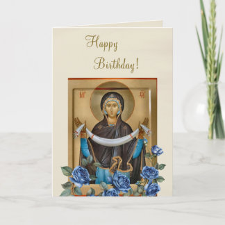 Theotokos Holy Protection Icon Birthday       カード
