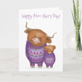 'ther'モーとベビーハイランドcow mother's Day card カード