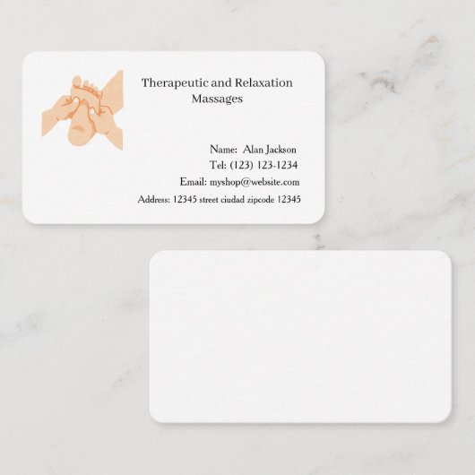 Therapeutic and Relaxation Massages business cards 名刺 (正面/裏面)