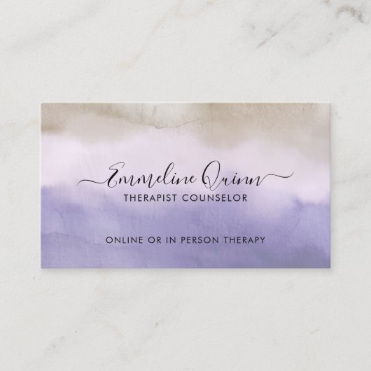 Therapist Counselor Serene Abstract Watercolor 名刺 (正面)