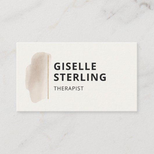Therapist Mental Health Neutral Beige Watercolor 名刺 (正面)
