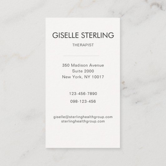 Therapist Mental Health Sage Green 名刺 (裏面)