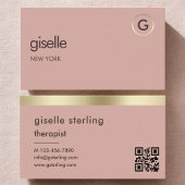 Therapist Psychologist Pink Gold QR Code 名刺