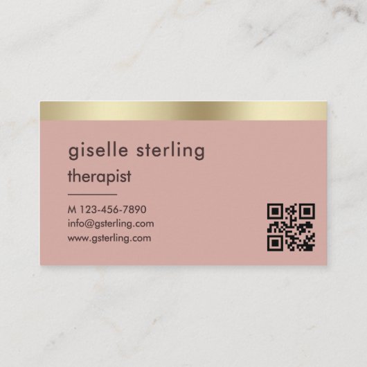 Therapist Psychologist Pink Gold QR Code 名刺 (裏面)