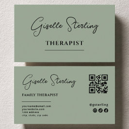 Therapist Psychologist Sage Green QR Code 名刺