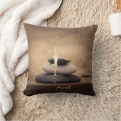 Therapist Zen Stones, Gold Tree Silhouette Brown クッション (ブランケット)