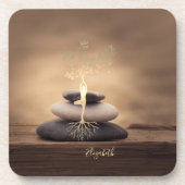 Therapist Zen Stones, Gold Tree Silhouette Brown コースター (正面)