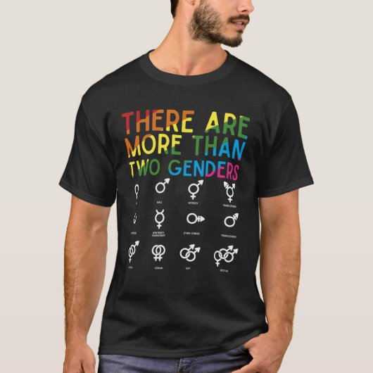 There Are More Than 2 Genders Rainbow LGBT Pride Tシャツ (正面)