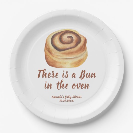 There is a Bun in the oven Baby Shower ペーパープレート (正面)