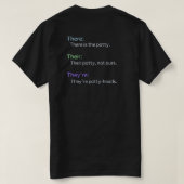 There Their They're 文法Tシャツ Tシャツ (デザイン裏面)