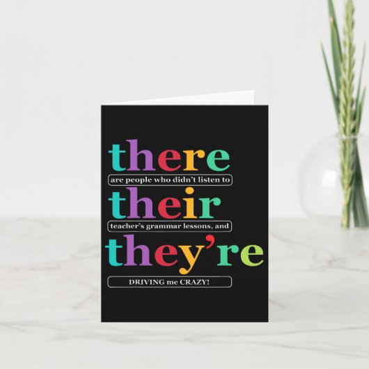 There Their They're 英語の文法教師のバックT カード (正面)