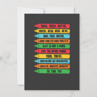 There Their They're English Grammar Teacher 招待状