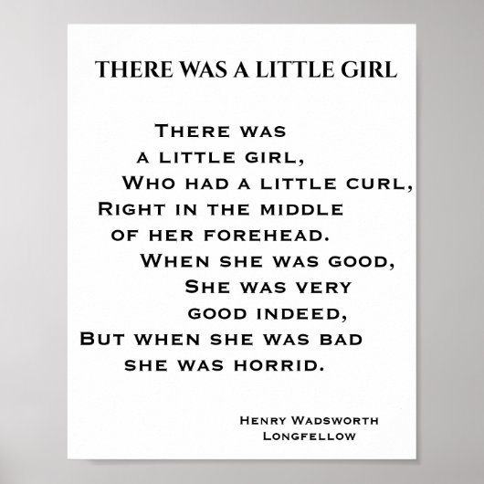 THERE WAS A LITTLE GIRL poem ポスター (正面)