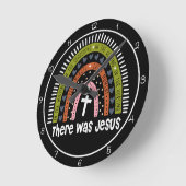 There Was Jesus Rainbow Graphic ラウンド壁時計 (傾斜)