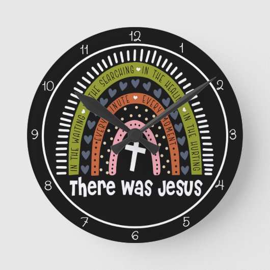 There Was Jesus Rainbow Graphic ラウンド壁時計 (正面)