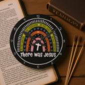 There Was Jesus Rainbow Graphic ラウンド壁時計