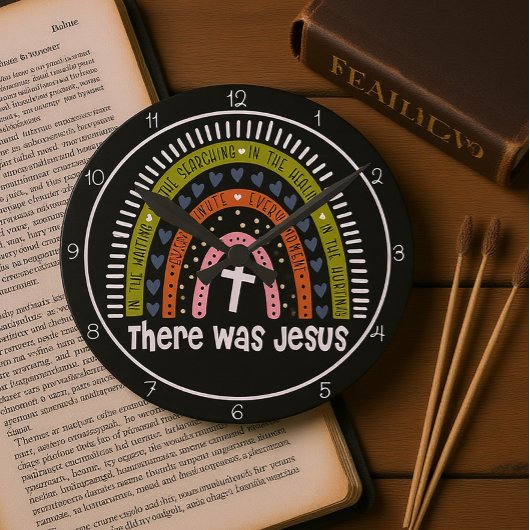There Was Jesus Rainbow Graphic ラウンド壁時計